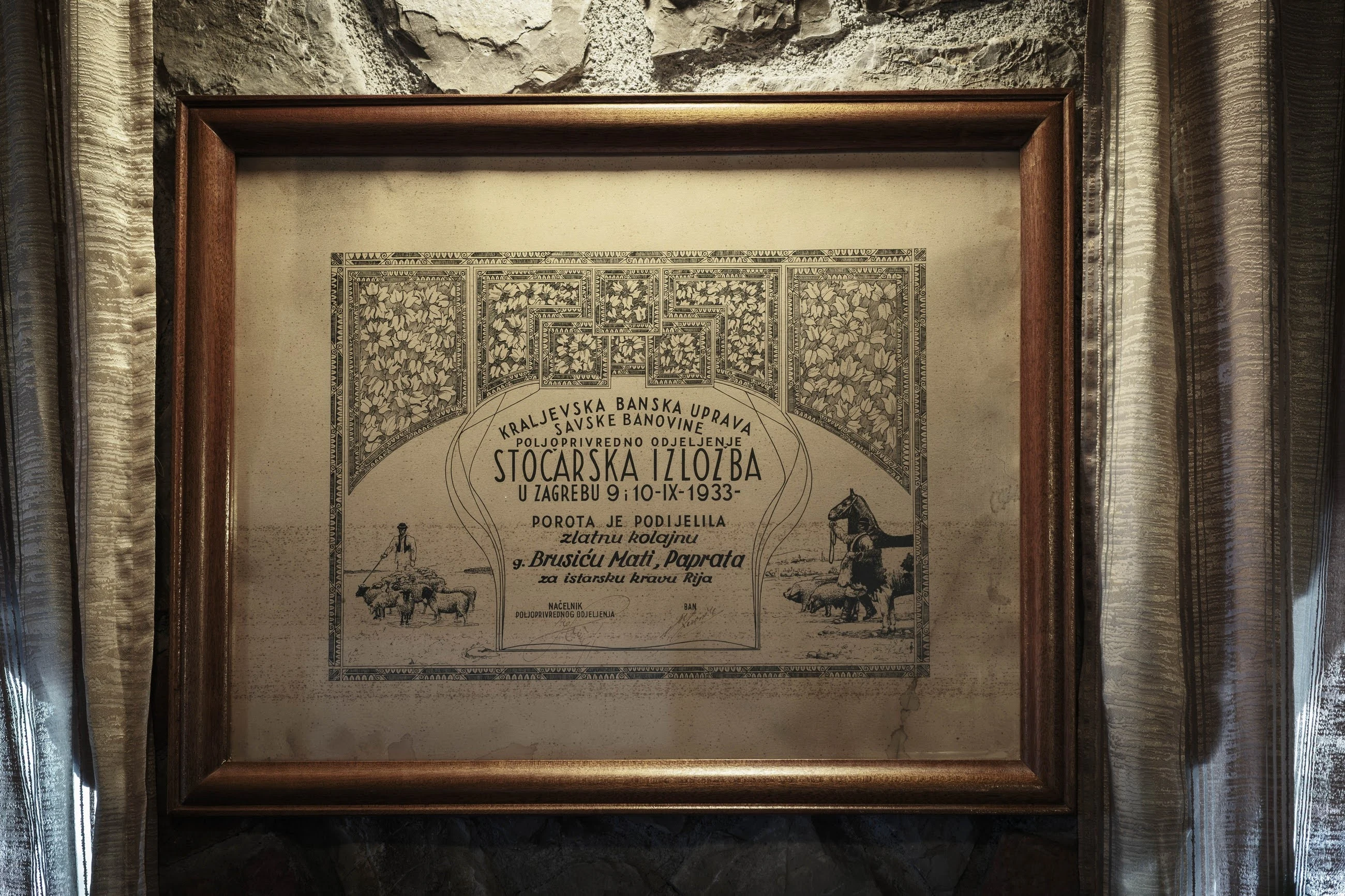 Documento storico di famiglia conservato nella konoba